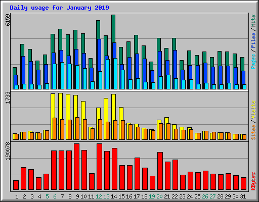 Daily usage for January 2019