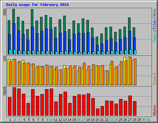 Daily usage for February 2019