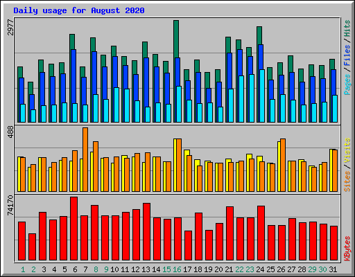Daily usage for August 2020