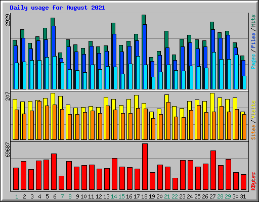 Daily usage for August 2021