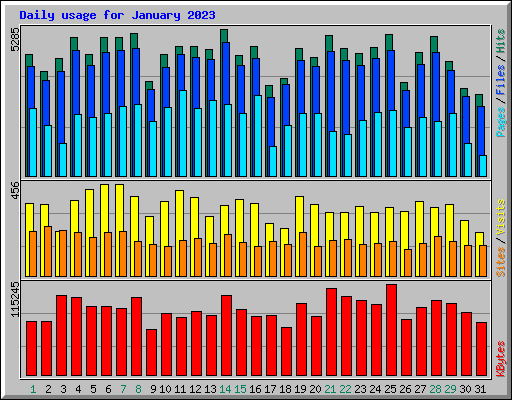 Daily usage for January 2023