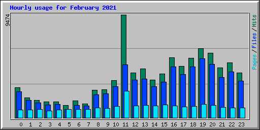 Hourly usage for February 2021